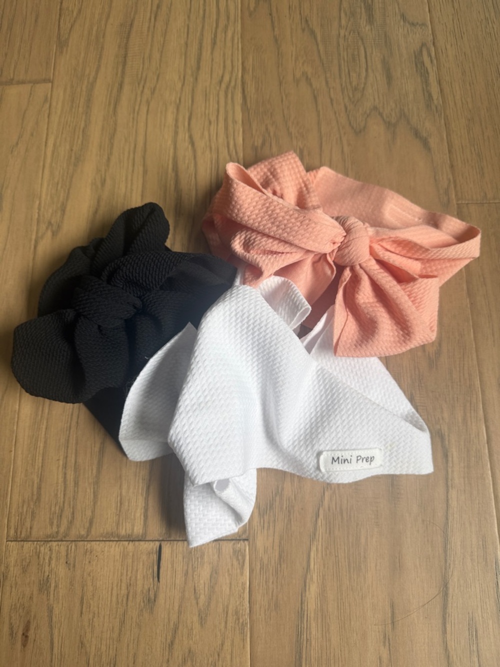Mini Prep Baby Bow Headband Set of 3 Peach, White & Black